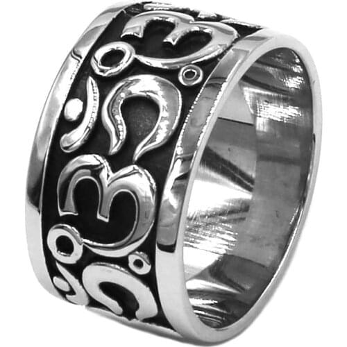 Wholesale Om Symbol,Buddhism, Zen Art Ring Stainless Steel Jewelry India Om Yoga Motor Biker Men Women Ring Ring SWR0293