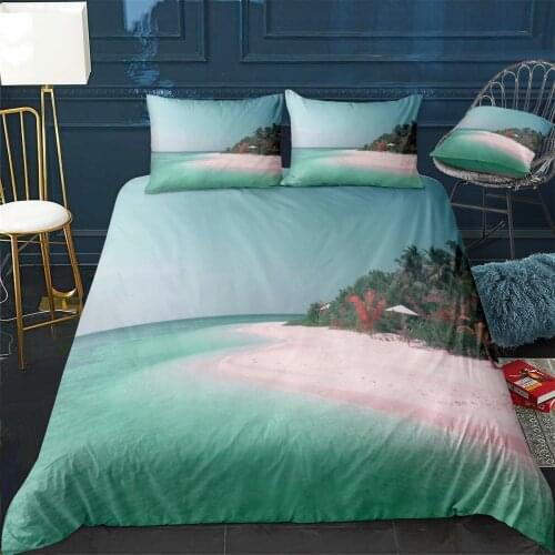 Beach Quilt Cover Pillowcase 3Piece Comforter Bedding Set With Pillow Case Single Double Duvet Cover Home Decora