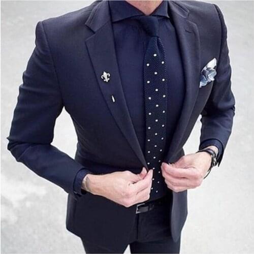 Handsome Groomsmen Notch Lapel Groom Tuxedos Mens Wedding Dress Man Jacket Blazer Prom Dinner (Jacket+Pants+Tie) K201