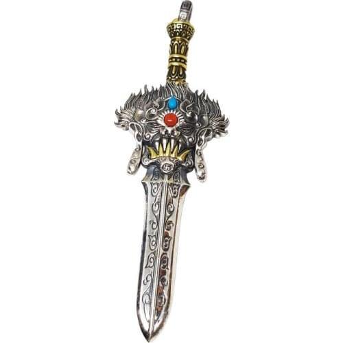 National Standard S925 Silver Sword Pendant Necklace Mens Puba Diamond Sword-shaped Broken Sword Pendant