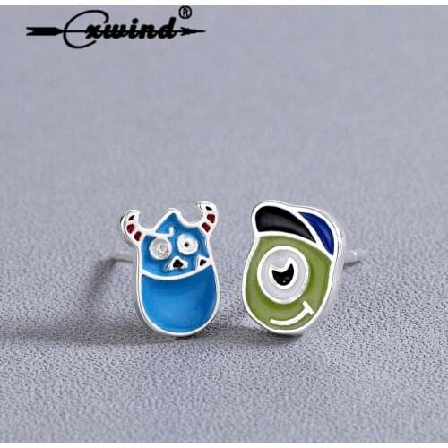 Cxwind Tiny Cartoon Animal Stud Earrings Simple Geometric Earrings For Women Trendy Enamel Earrings Jewelry wholesale