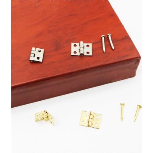 30pcs 10*8mm 120pcs screw Mini Metal Hinge Golden/Silver Jewelry Gift Wine Box Wood Dollhouse Door Hinge Cabinet Drawer Box DIY