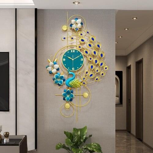 Wall Clock Home Living Room New Chinese Creative Peacock Clock Wall Mute European Modern Light Luxury Watch