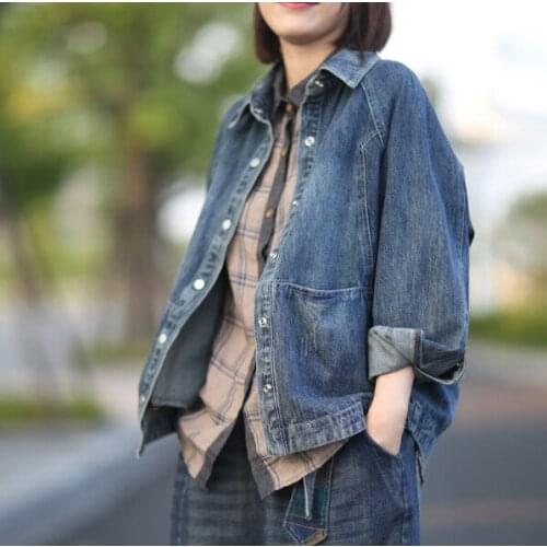 Autumn Winter jackets Women Loose Loose Denim Coat New Cardigan Tops Button pocket Ladies 2019 Casual All-match Denim jackets