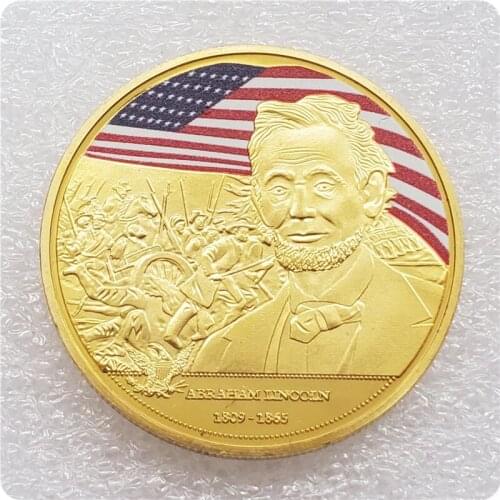 US 16th President Abraham Lincoln Commemorative Coin Gold Plated Souvenir Art Collection