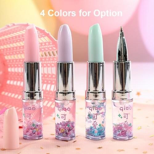 Quicksand Lipstick Design Signing Pen Gel Ink Pen Black Ink for School Students Office