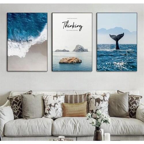 Scandinavian Travel Landscape Canvas Painting Mountain Sea Tree Posters and Prints Pictures For Living Room Decor No Frame