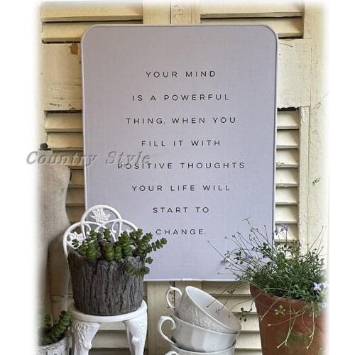 Antique White Wood Art Mind Inspirational Plaques with Leather Cover