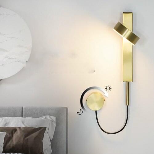 Modern led wall lamp bedroom Bedside lamp wall decoration living room sconce with switch knob dimming wall lights for home