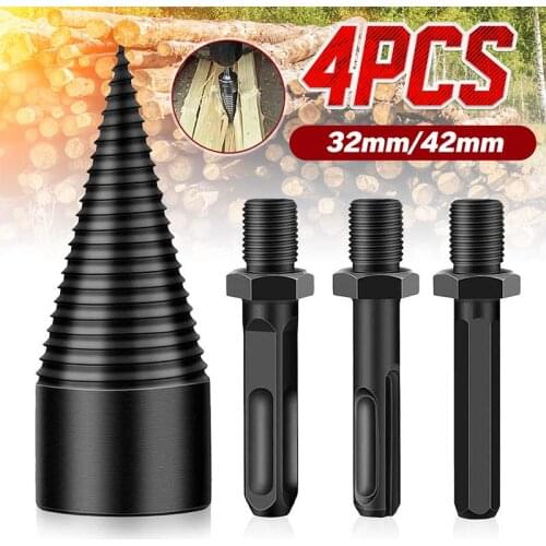 Firewood Split Drill Hex Shank Firewood Splitter Machine Drill Wood Cone Reamer Punch Driver Step Drill Bit Split Drilling Tools