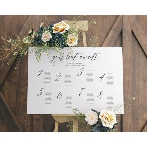 Wedding Seating Chart For 8 Tables Modern Wedding Seating Chart Wedding Seating Plan Guest Table Plan Seating Chart Seating