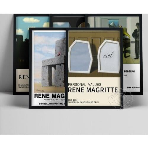 Rene Magritte Exhibition Poster, The Palace Of Curtains Iii Wall Picture, The Empire Of Light Wall Stickers, Surrealism Wall Art