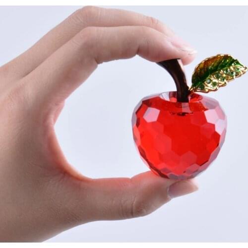 Red Crystal Glass Apple Paperweight 40mm Craft Gift Personalised Romantic Home Decoration Accessories Modern