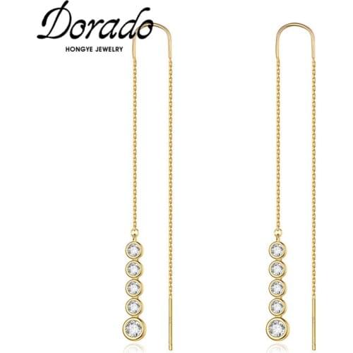 Dorado Fashion Simple Long Chain Tassel Drop Earrings for Women Party Zircon Dangle Jewelry Brincos bijoux 2021 New Arrivals