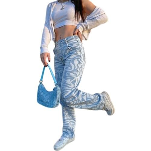 Women Harajuku Baggy High Waist Straight Pants Vintage Casual Loose Streetwear with Pockets Stripe Printing Trousers