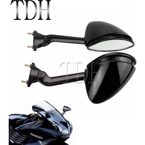 1 Pair Black Motorcycle Rearview Mirrors Racing Rear Side Mirror for Kawasaki ZX 14R ZZR 1400 ZX14R ZZR1400 2006-2010