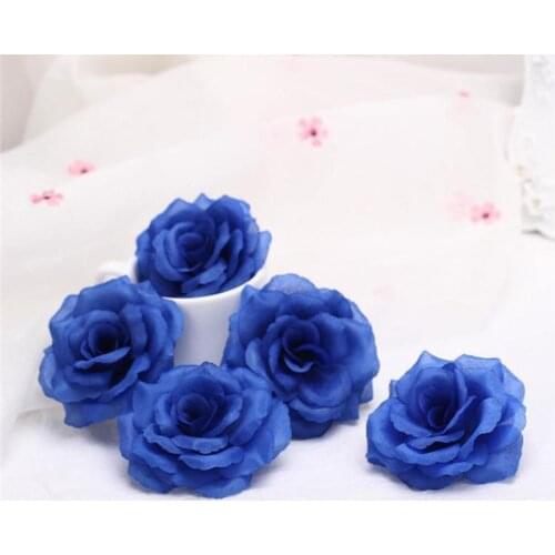 10pcs 8cm Royal Blue Artificial Silk Roses Head Home Decoration Wedding Party DIY Artificial Flowers