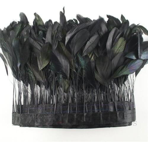 2-10 yards of natural 15-20CM (6-5 inches) tear tail hair dyed black fabric edge DIY decoration craft jewelry feather