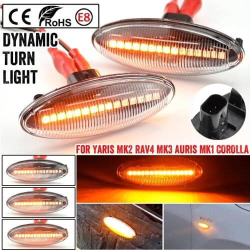 2pcs Dynamic LED Side Marker Light Turn Signal Indicator Repeater Light Fit For Toyota Yaris COROLLA Auris Mk1 E15 RAV4 Mk3