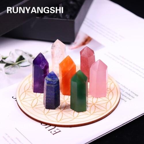 7pcs/set Natural Crystal Point Quartz Rock Mineral Specimen Chakra crystal pillar Home Decor Reiki Healing Energy Stone