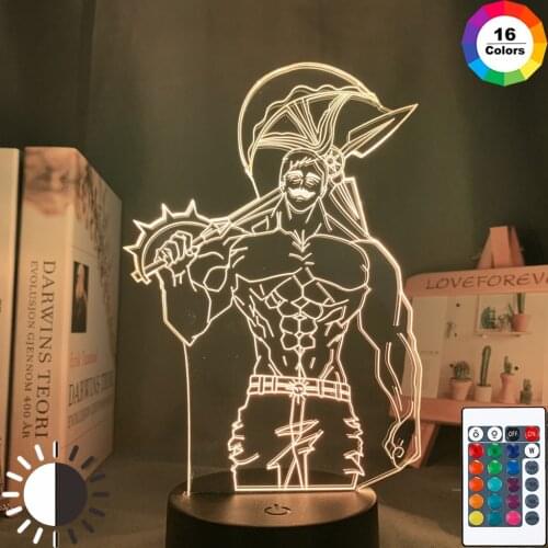 Acrylic Night Light Lamp Anime The Seven Deadly Sins Escanor Light for Bed Room Decor Nightlight Kids Table Lamp Escanor Gift