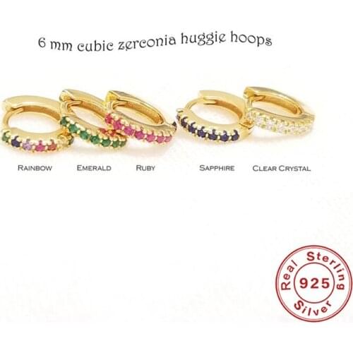 Canner 925 Sterling Silver Huggies Earrings 5 Colors Hoop Earrings For Women Kolczyki Damskie Pendientes Plata 925 Earrings