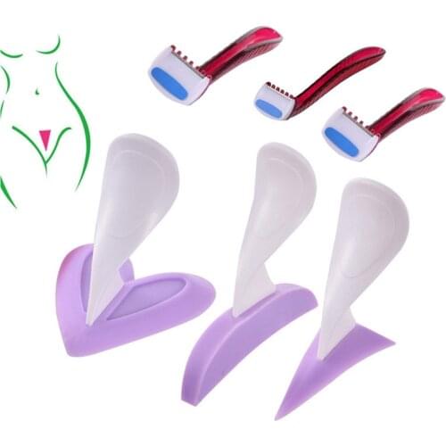 Bikini Privates Shaving Stencil Razor Female Secret Intimate Hair Shaving Kit Shaving Brush