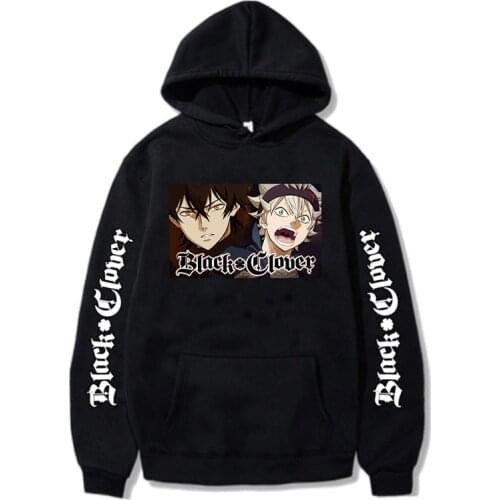 Black Clover Printed Anime Japanese Cool Streetshirt Style Men Pullover Hoodie Fashion and Casual Boys Tops