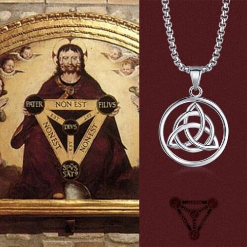 Men Trinity Knot Pendant Stainless Steel Necklace Viking Norse Jewelry