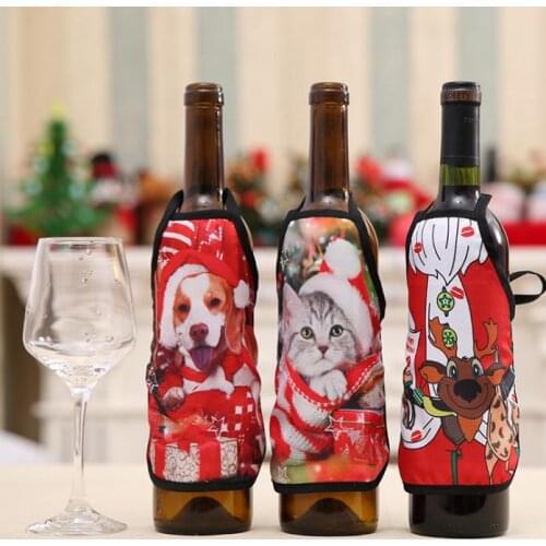 Apron for wine bottle cover with sexy girls, dogs, cat, deer and santa claus