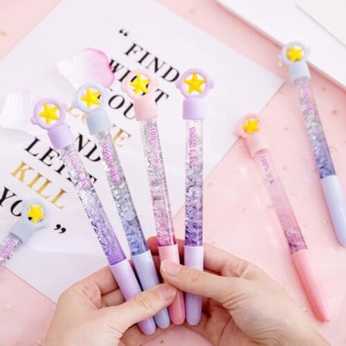 Quicksand Gel Pen 0.5mm Kawaii Stationery Cute Pens Novelty Student Gel Pens Black Signing Pen Kawaii School Supplies