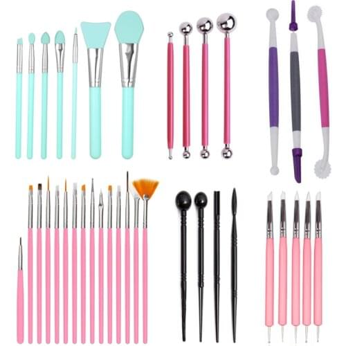 4/5/6/7/8/15Pcs Cake Brush Flower Modelling Ball Tools Accessories Multifunction Icing Pastry Painting Sugarcraft Tools
