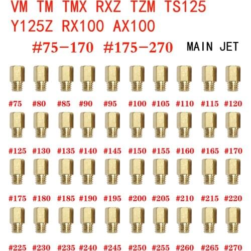Ready Stock Hex Type Main Jets for MIKUNI VM/TM/TMX/RXZ/TZM/TS125/Y125Z rx100 ax100 tm24 27 28Carburetor 20x70-170 175-270