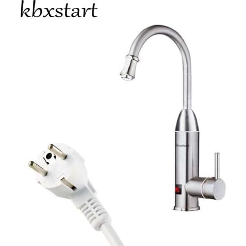 Kbxstart Stainless Steel Housing Tankless Electric Hot Water Heater Faucet Kitchen Heating Tap With LED Digital Display 3000W
