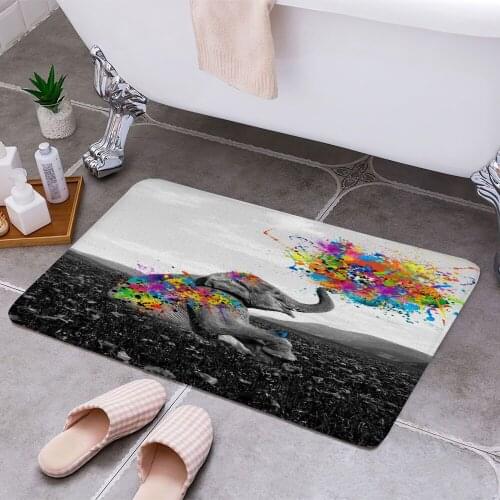 Elephant play with paint 3D Print Doormats Rectangle Non-Slip DoorMat Bedroom Kitchen Entrance Print Door rugs Dropshipping