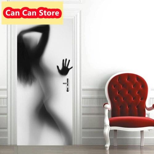 Beauty Shadow Sexy Frosted 3D Waterproof Self-adhesive Door Sticker Glass Doors Bathroom Wallpapers Stickers Room Decor Modern