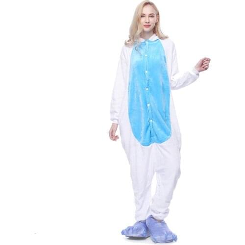 Cute Blue Unicorn animal Pajamas Winter warm Sleepwear robe cartoon cosplay pijamas unisex adults flannel Onesies women set
