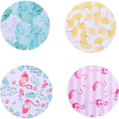 Cute Flamingo Leaf Art Design Round Mouse Pad Office Mice Pad Rubber Home Computer Anti-slip Table Mat Study Room PC