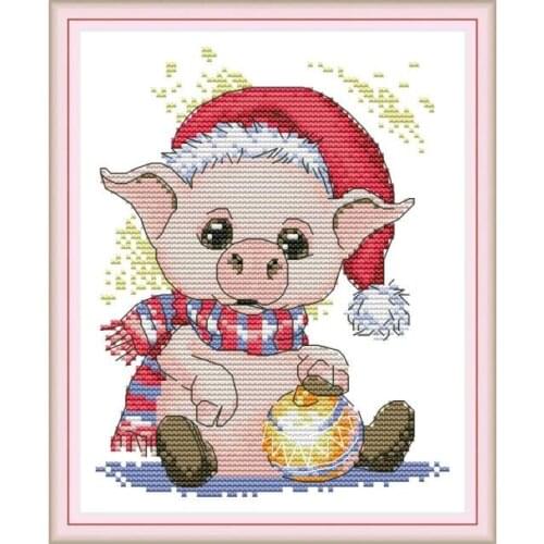Lovely pig 2 cross stitch kit aida 14ct 11ct count print canvas cross stitches needlework embroidery DIY handmade