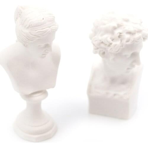 1pcs Mini Bust Sculpture Statue White Resin Venus David Furniture Dollhouse Play Miniature Pretend