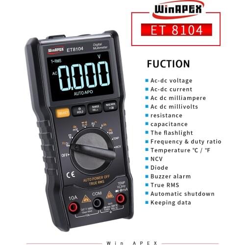 WinAPEX ET8104 9999 counts Digital Multimeters Tester Auto Measure AC/DC Voltage Current Capacitance Resistance Meter Voltmeter