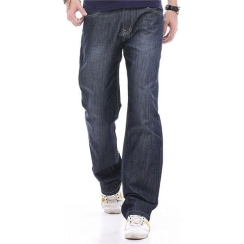Mens Jeans Fashion Stretch Blue Denim Mens Large Size Jeans Size 28 - 33 34 35 36 38 40 42 44 Mens Loose Straight Jeans