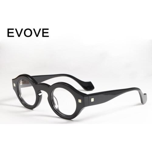 Evove Black Round Eyeglasses Frame Male Thick Glasses Men Nerd Spectacles Steampunk Fashion Eyewear Reading for High Number