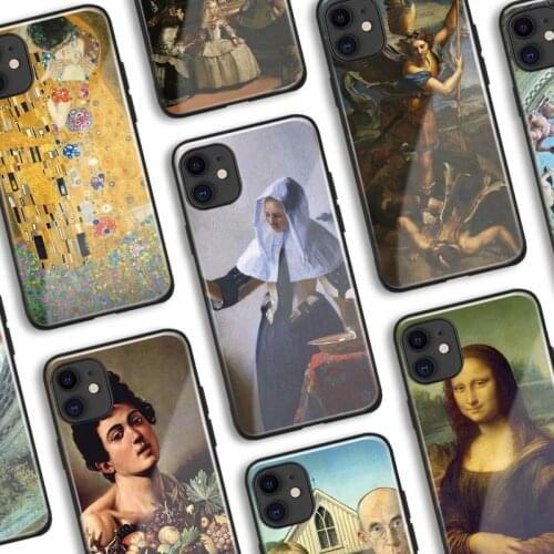 Renaissance Famous painting soft silicone Tempered glass Phone case cover for iPhone SE 6 6s 7 8 Plus X XR XS 11 12 mini Pro max