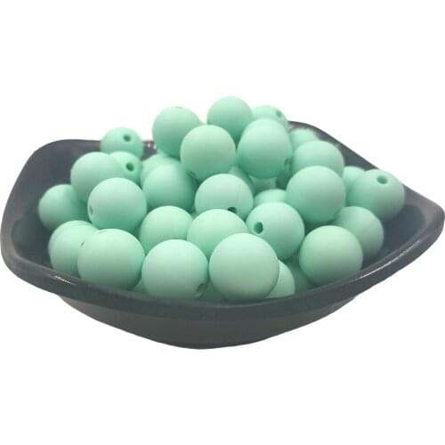 Mint Green Silicone Round Pearl Bead Teether 12/15mm Baby Teething Necklace DIY Pacifier Chain Care Silicone Teether Product