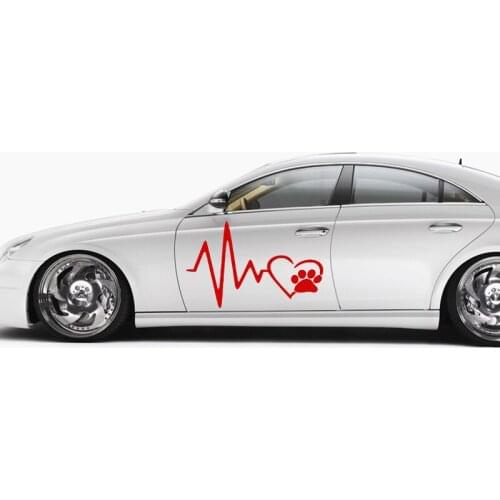 EmpireYing 3 Sizes 8 Colors Heart Beat Paw Dog Cat Pet Lover Animal Art Car Sticker SUV Bumper Laptop Covers Vinyl Decal Gifts