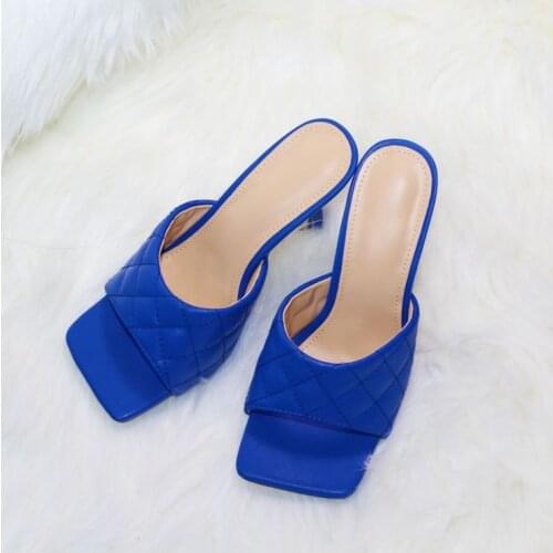 New Sexy Thin High Heels Party Sandals Women Slip-on Square Toe Slippers Summer Casual New Woman Square Toe Fashion Shoes Mules