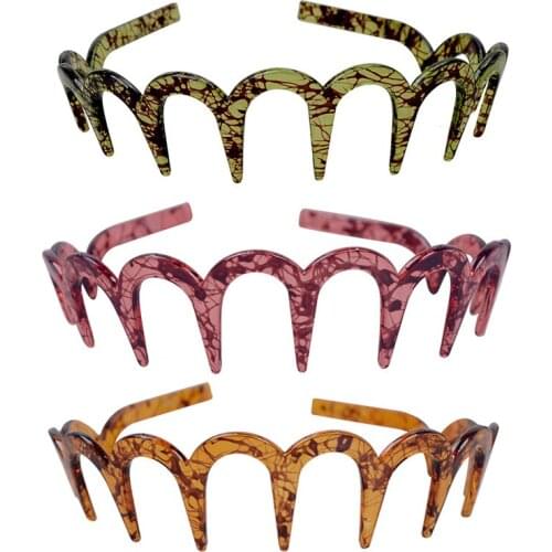Women Girls Zig-Zag Shark Tooth Headband Plastic Wave Comb Hair Hoop Headwear Anti-slip Wave Comb Headband Headgear