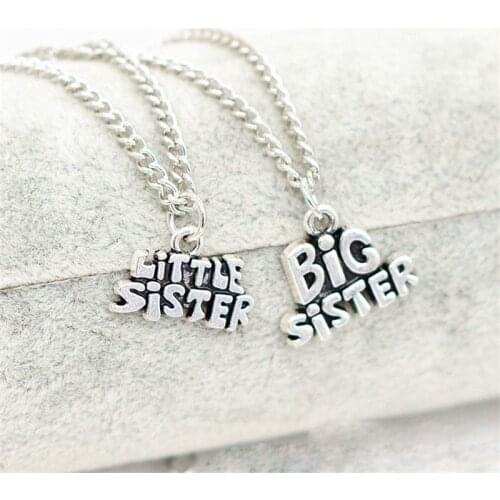 Fashion Big Little Sister Crystal Heart Necklace Charm Pendant Family Jewellery Gift
