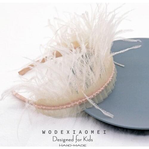 Fascinator Kids Hair Accessories Feather Crystal beads Headband Girls Woman Bride HairBands Hair Hoop Photo Props Party Headwear